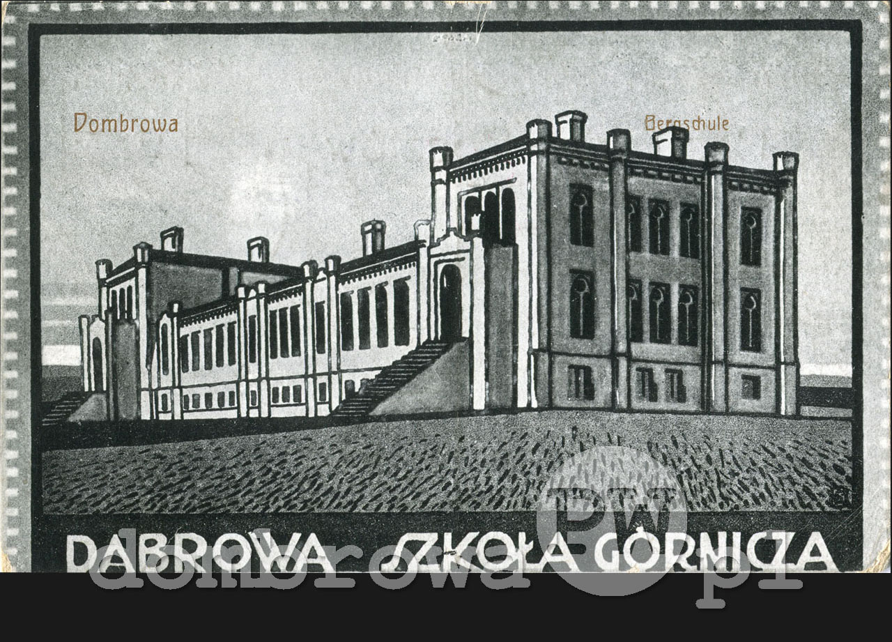 1915 r. Dąbrowa, Szkoła Górnicza / Dombrowa, Bergschule (Zmigrod)
