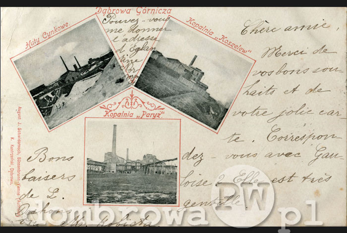 1900 r. Dąbrowa Górnicza - Huty Cynkowe, Kopalnia Koszelew, Kopalnia Paryż (Kostrzeński)