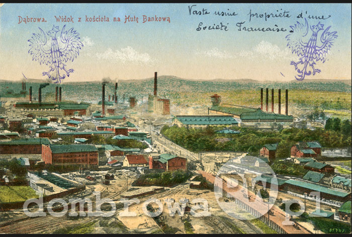 1918 r. Dąbrowa - Widok z kościoła na Hutę Bankową (Brandys)