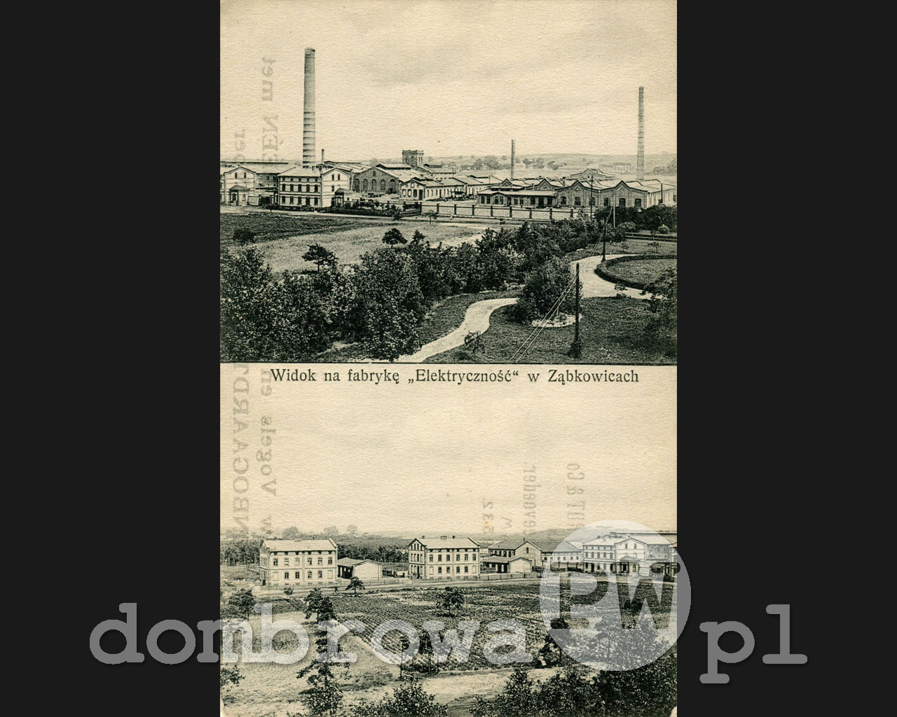 1910 r. Ząbkowice - Widok na fabrykę Elektryczność (Altman)