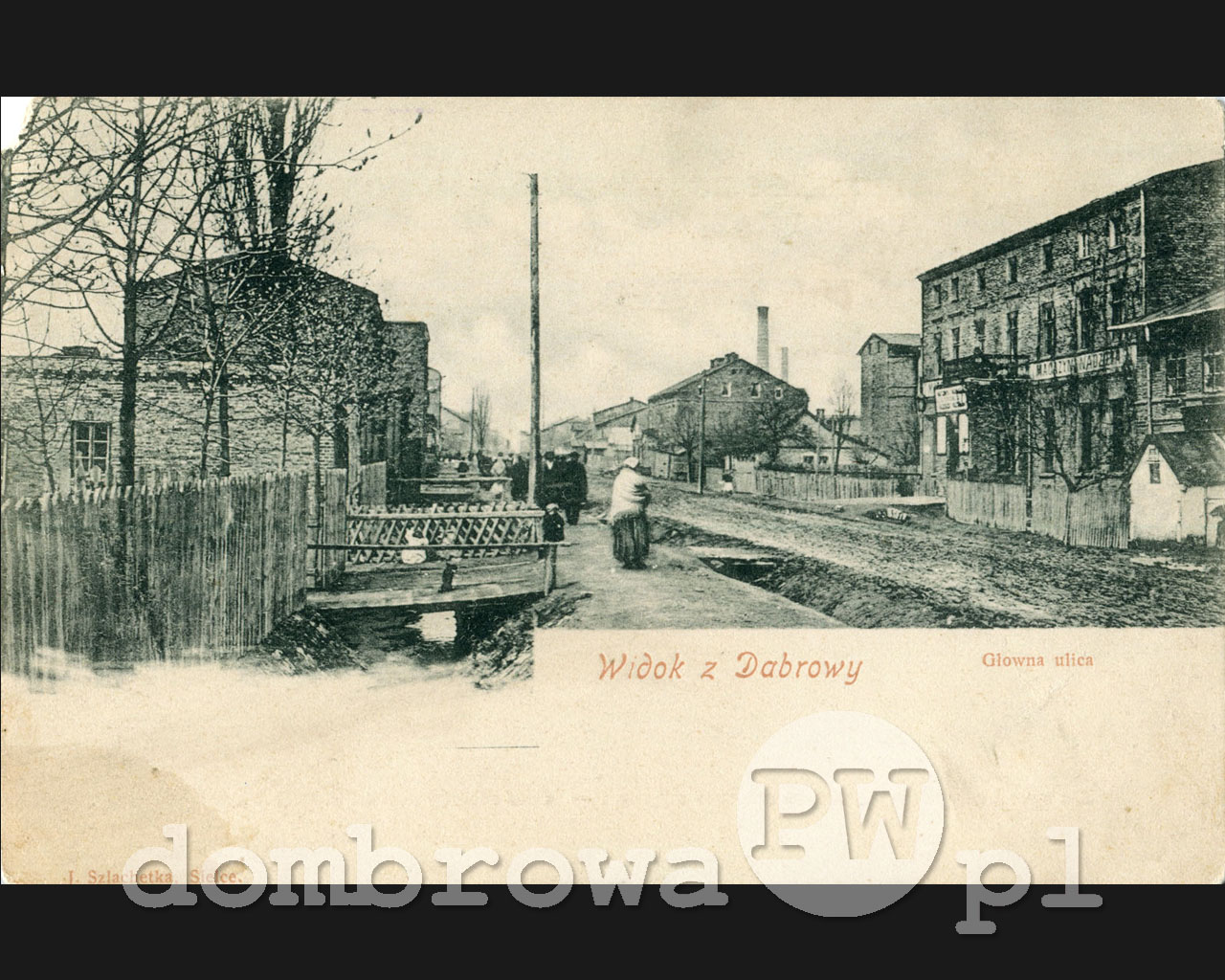 1900 r. Widok z Dąbrowy, Główna ulica (Szlachetka)
