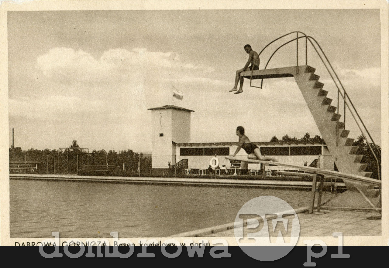 1935 r. Dąbrowa Górnicza, Basen kąpielowy w parku (Brandys)