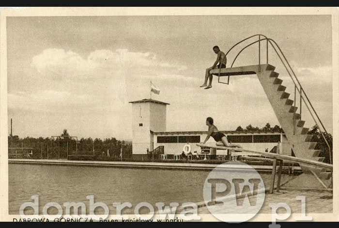 1935 r. Dąbrowa Górnicza, Basen kąpielowy w parku (Brandys)