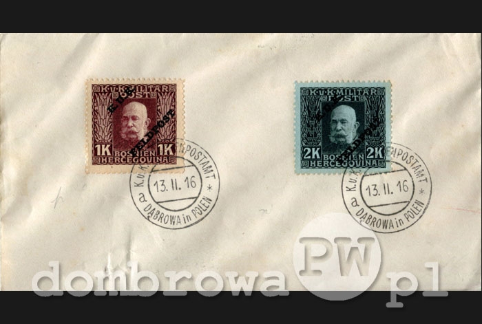 1916 r. K.u.k. Etappenpostamt "a" Dąbrowa in Polen (koperta)