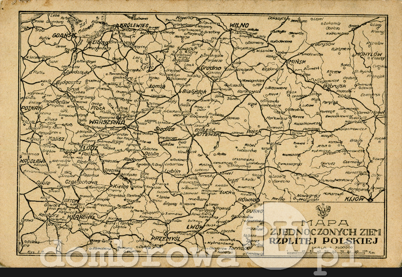 1920 r. Mapa Zjednoczonych Ziem Rzplitej Polskiej (Brandys)