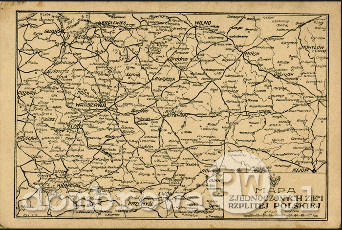 1920 r. Mapa Zjednoczonych Ziem Rzplitej Polskiej (Brandys)