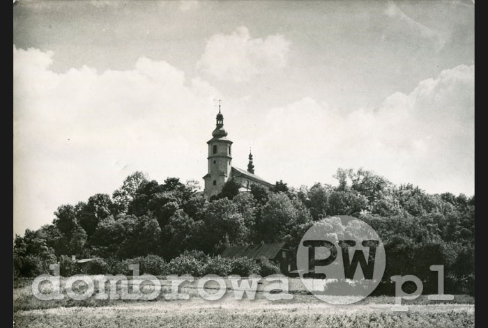 1962 r. Gołonóg - Wzgórze z barokowym kościółkiem z 1673 r. (RUCH)