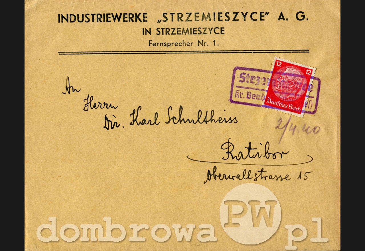 1940 r. Industriewerke "Strzemieszyce" (koperta)